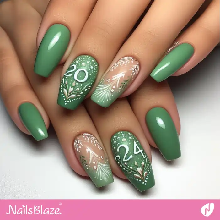 2024 Green Nails for New Year | 2024 Nails - NB3755