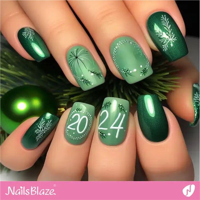 Simple Green Nails Design for New Year | 2024 Nails - NB3757