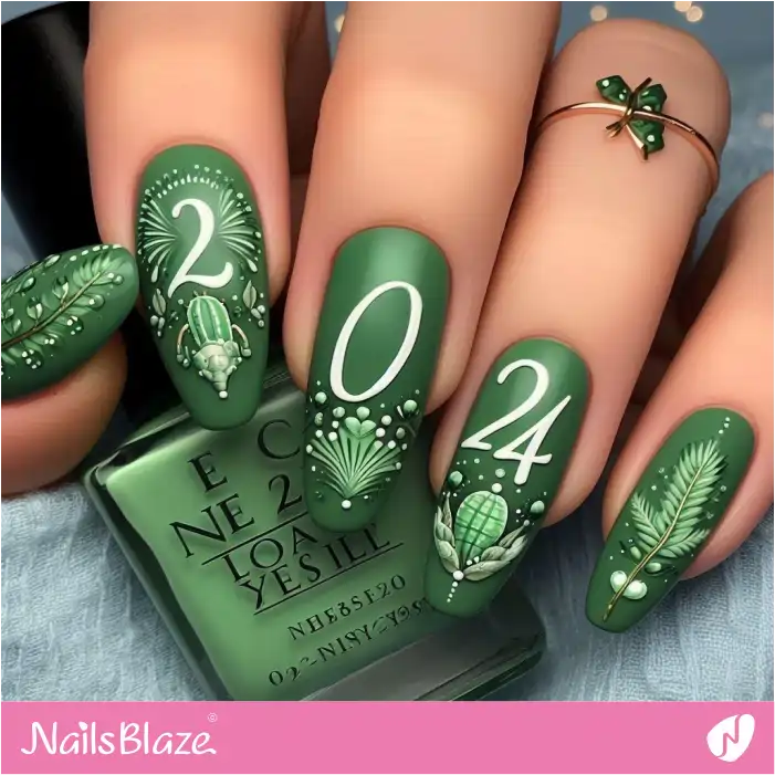 Nature-inspired Green New Year's Nails | 2024 Nails - NB3758