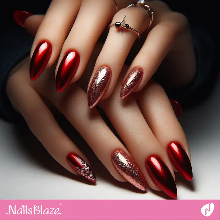 New Year's Red Chrome Nails | 2024 Nails - NB3768
