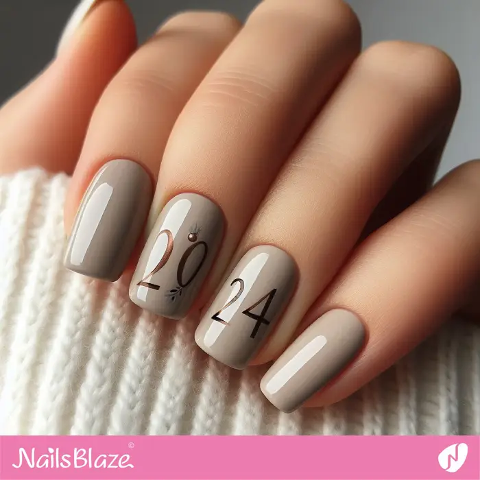 Simple Taupe New Year's Nails | 2024 Nails - NB3759