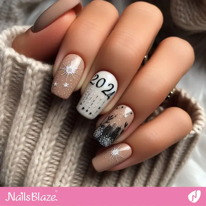 Neutral Nail Design for New Year | 2024 Nails - NB3760