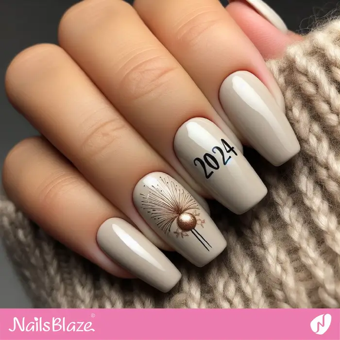 Gray New Year's Nail Design | 2024 Nails - NB3761
