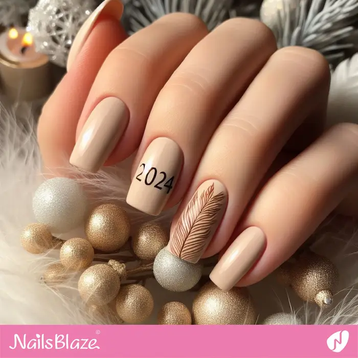 2024 New Year's Nails with Leaf Accent | 2024 Nails - NB3764