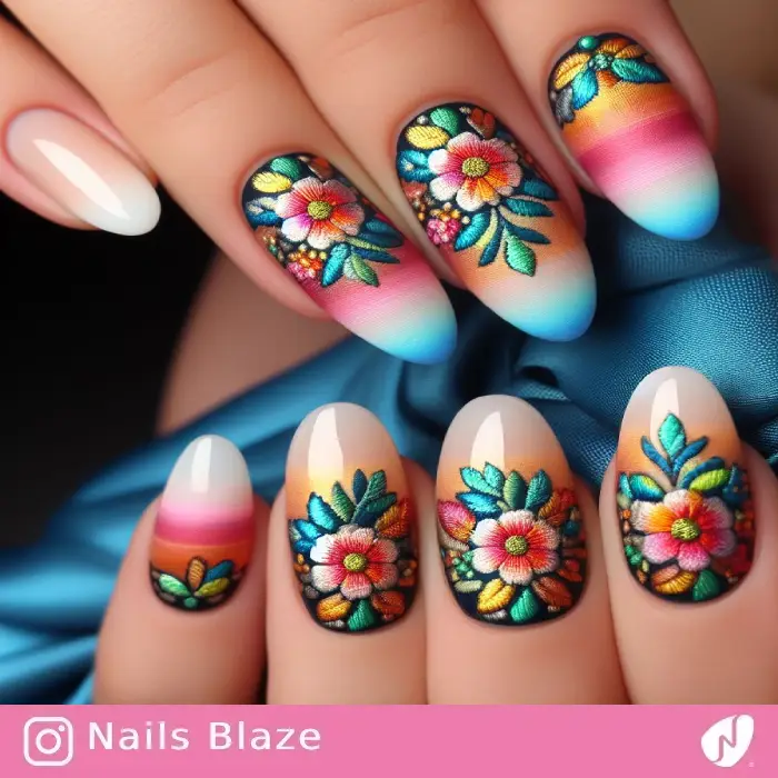 Traditional Ojibwe Flower Nail Designs | Tribal - NB812