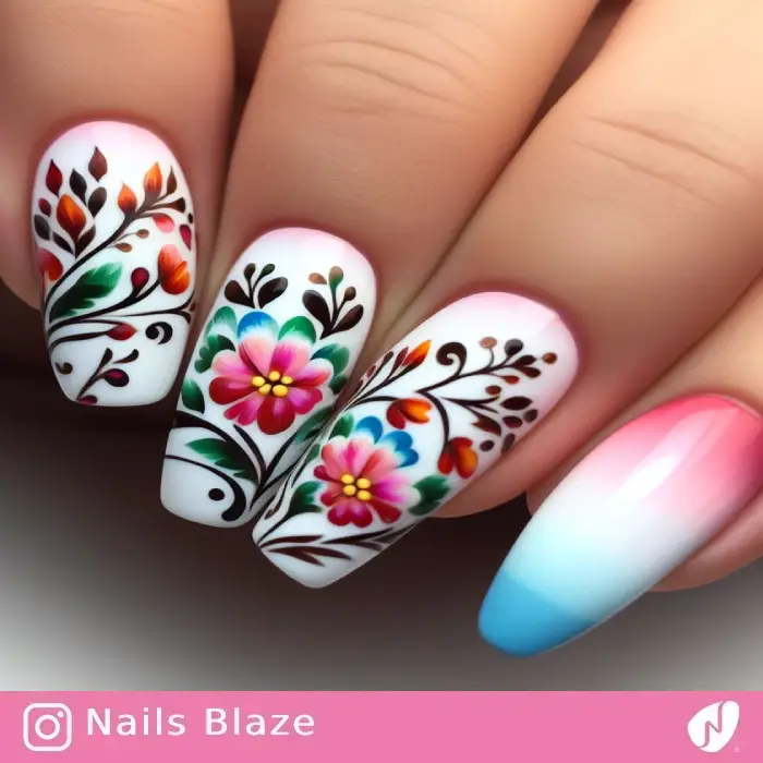 Floral Ojibwe Nails | Tribal - NB816