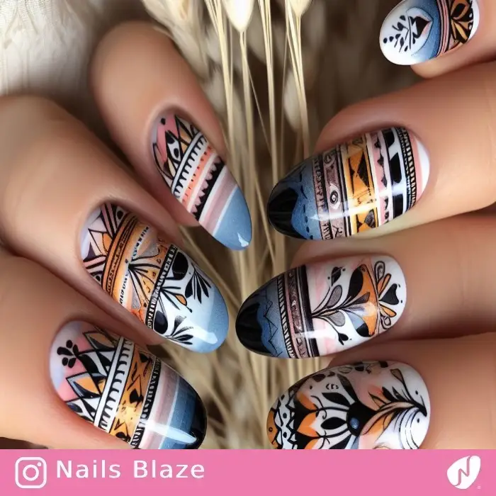 Geometric Ojibwe Nails | Tribal - NB827