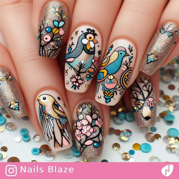 Birds-inspired Ojibwe Nails | Tribal - NB839