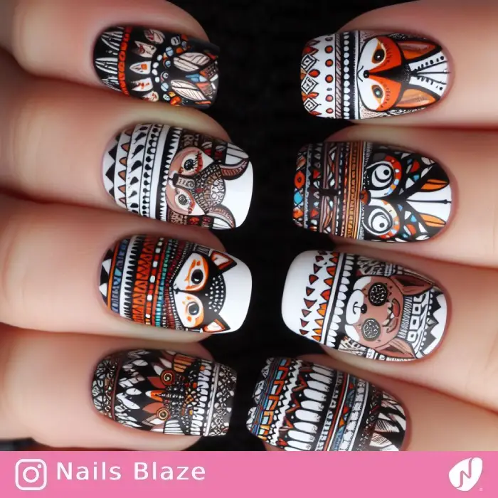 Ojibwe Animals-inspired Nails | Tribal - NB840