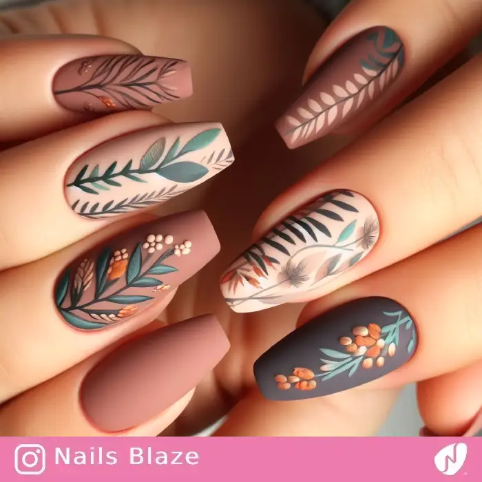 Floral and Plant Ojibwe Nails | Tribal - NB841