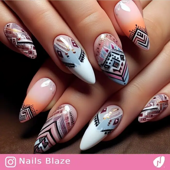 Geometric Ojibwe Nails | Tribal - NB842