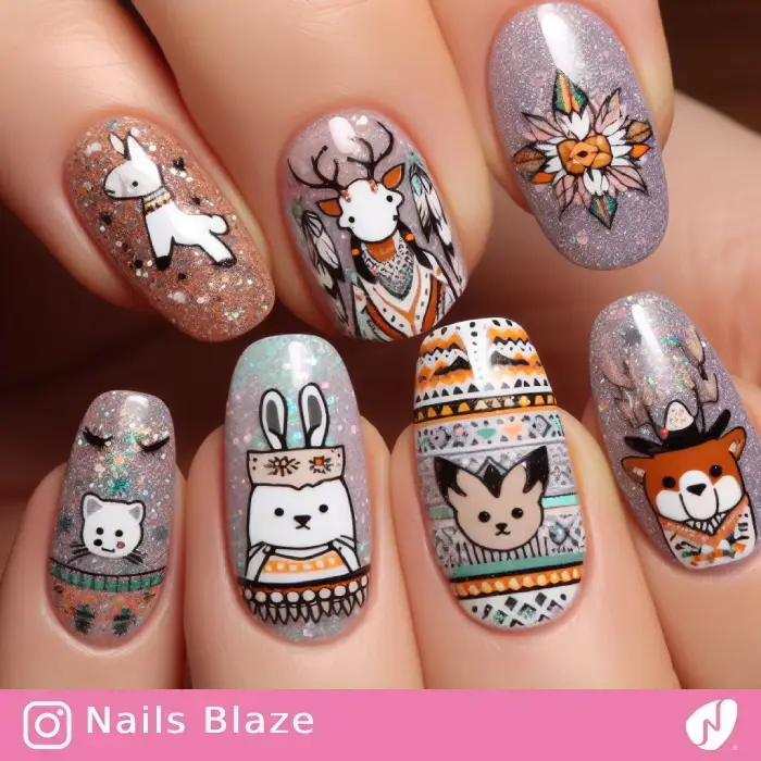 Animals-inspired Ojibwe Nails | Tribal - NB845