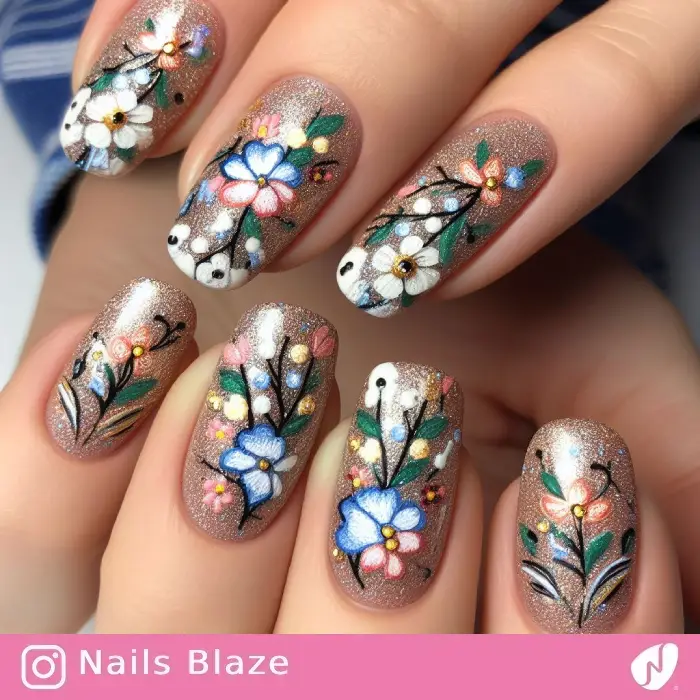 Floral Ojibwe Nails | Tribal - NB847