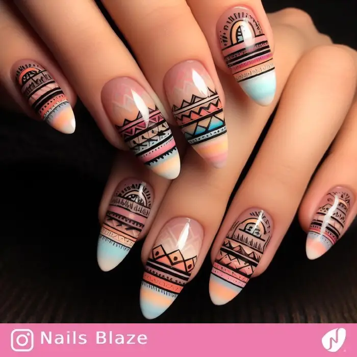 Geometric Ojibwe Nails | Tribal - NB852