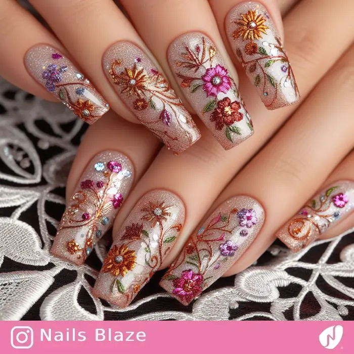 Ojibwe Floral Nails | Tribal - NB859