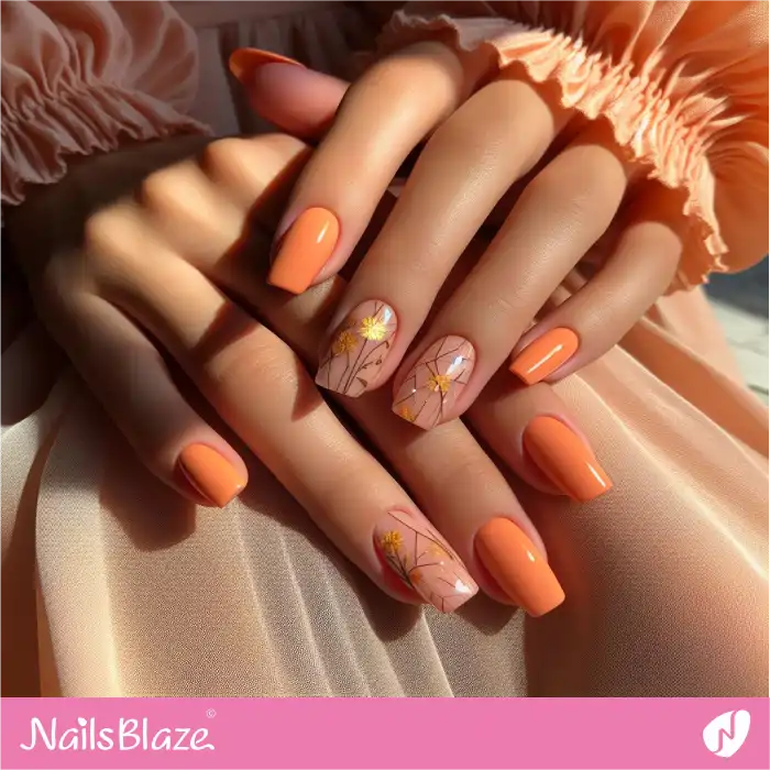 Sunny Orange Nails Abstract Design | Spring Nails - NB4032