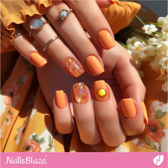 Jelly Accents Sunny Orange Nails | Spring Nails - NB4033
