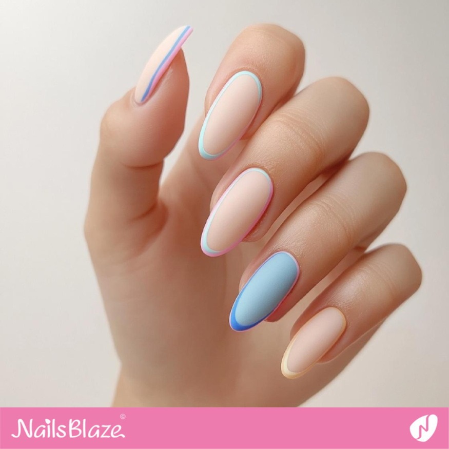 Matte Pastel Nails with Outline Design | Outline Nails - NB5346