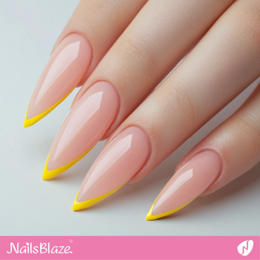 Yellow Outline Design for Stiletto Nails | Outline Nails - NB5349