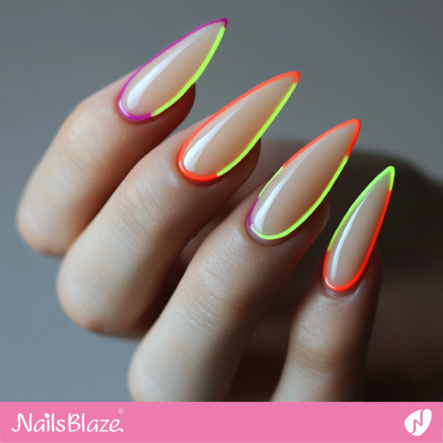 Neon Outline Nails Design | Outline Nails - NB5350