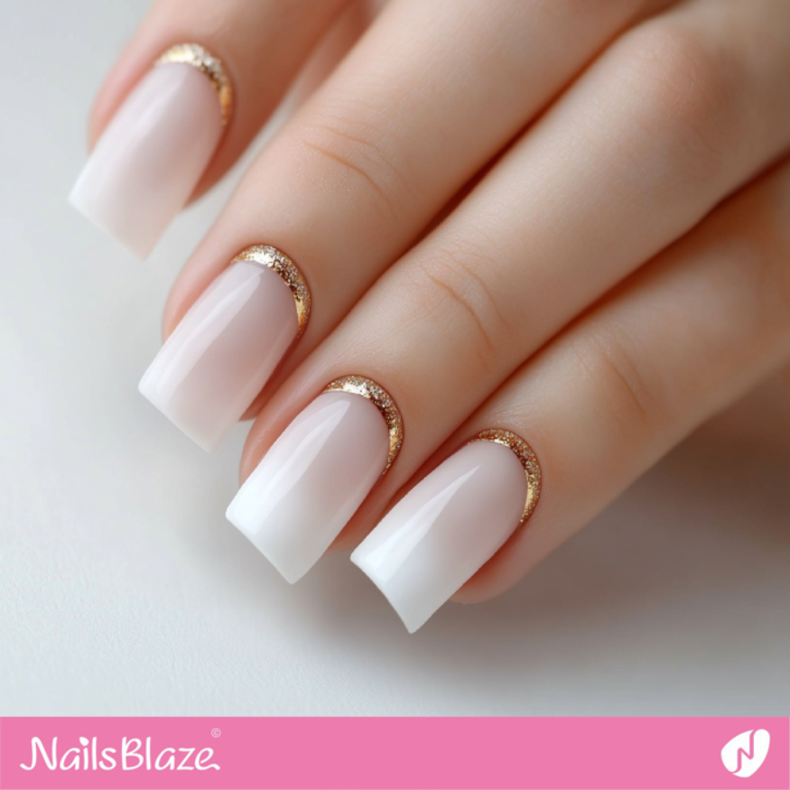 White Nails with Gold Outlines for Cuff Design | Outline Nails - NB5357