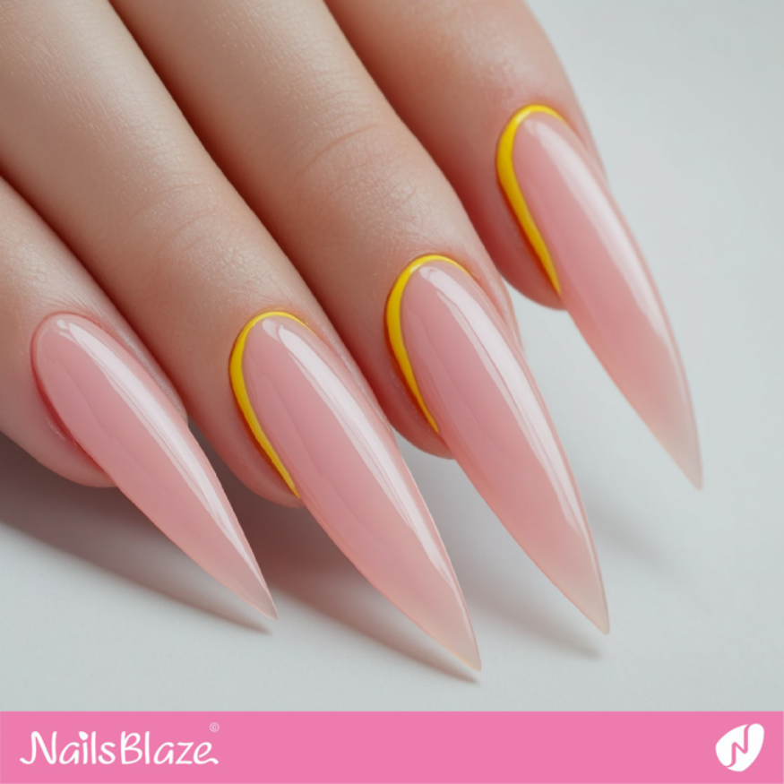 X-Long Stiletto Nails with Yellow Outlines | Outline Nails - NB5360