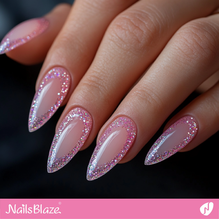 Pink Glitter Edges for Clear Nails | Outline Nails - NB5371