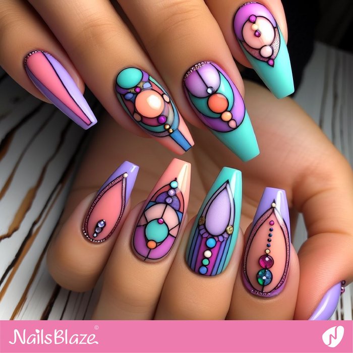 Outlined Pastel Nails | Modern Nails - NB2966