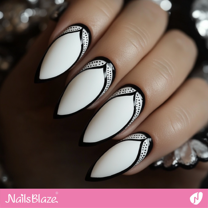 Unique Black and White Nails with Outline Design | Outline Nails - NB5379