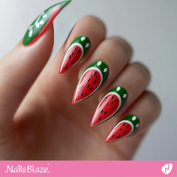 Summer Watermelon Nails with Outline Design | Outline Nails - NB5380