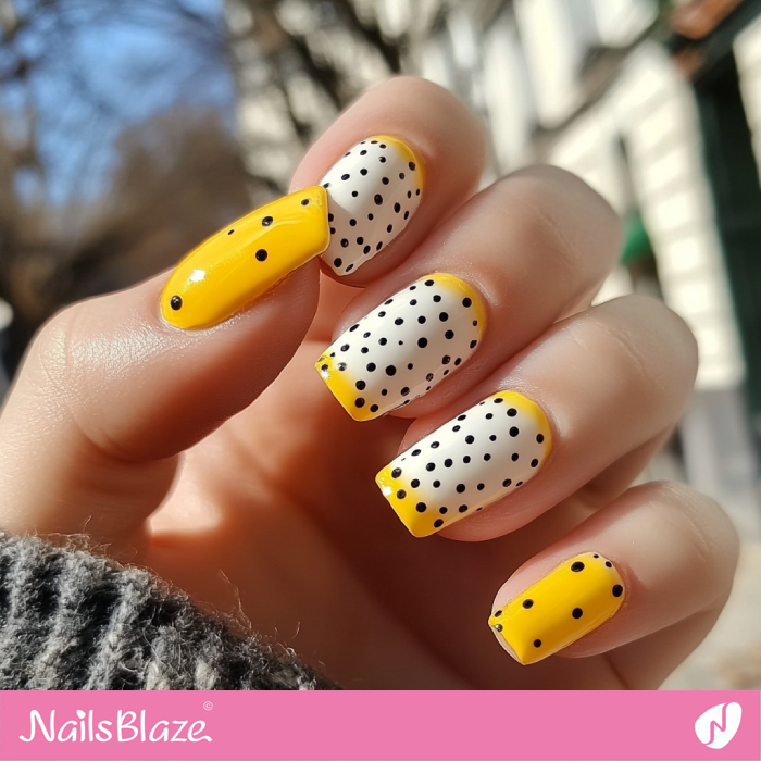 Yellow Outline Design for Cute Polka Dot Nails | Outline Nails - NB5382