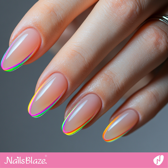 Rainbow Outline Design for Clear Nails | Outline Nails - NB5385