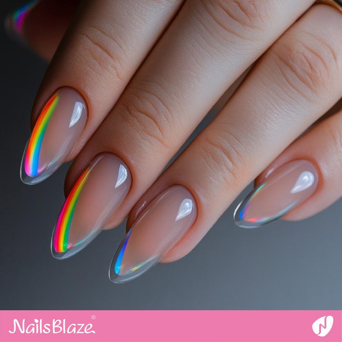 Transparent Nails with Rainbow Edges | Outline Nails - NB5395