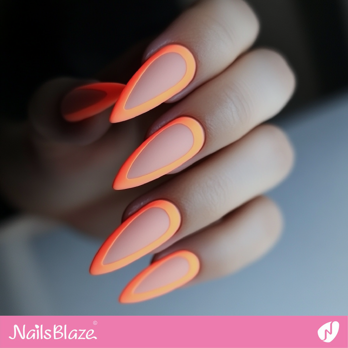 Matte Nails with Orange Borderlines | Outline Nails - NB5399