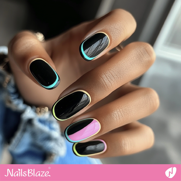 Pastel Borderlines for Black Nails | Outline Nails - NB5402