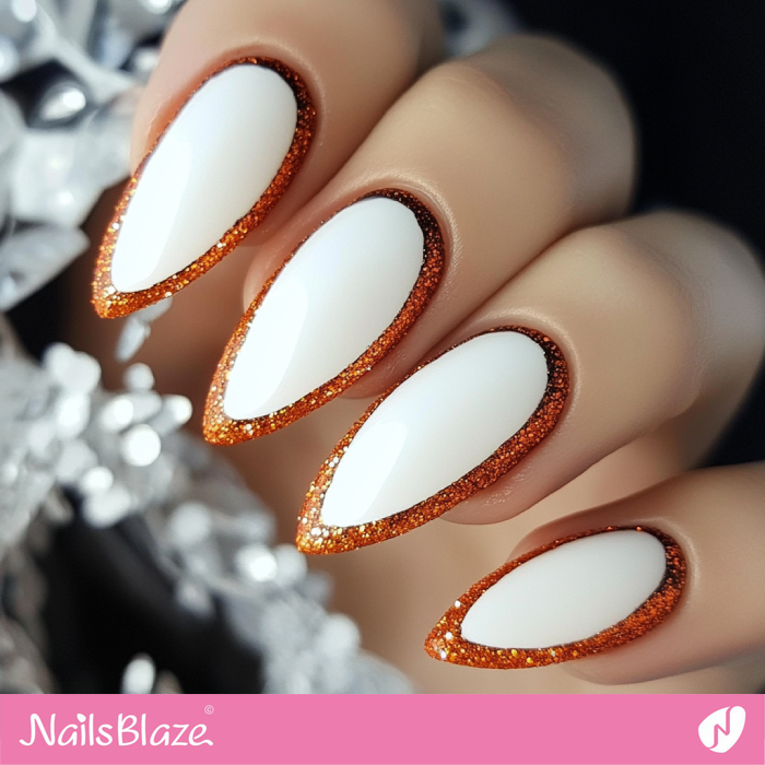 Glitter Orange Design for Nails