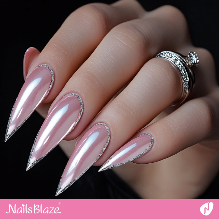 Glitter Outline for Pink Stiletto Nails | Outline Nails - NB5405