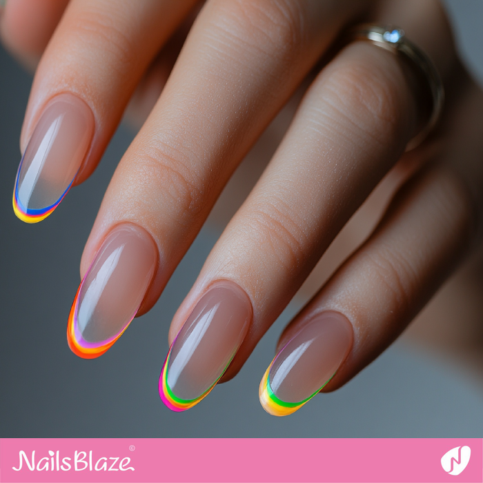 Clear Nails with Rainbow Outlines | Outline Nails - NB5412