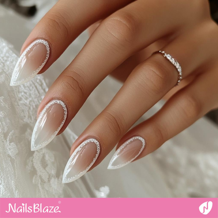 White Glitter Outline Design for Wedding Nails | Outline Nails - NB5413