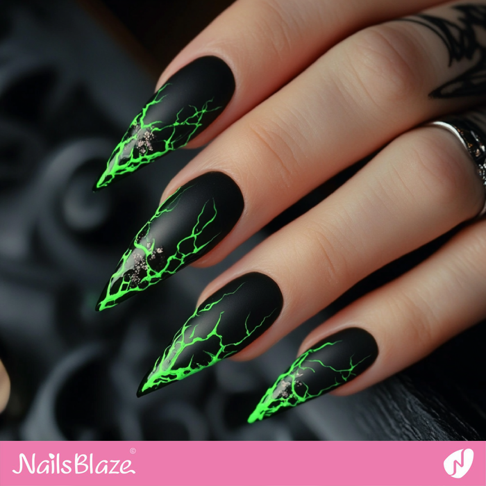 Neon Lightning Nail Art Idea for Party | Outline Nails - NB5423