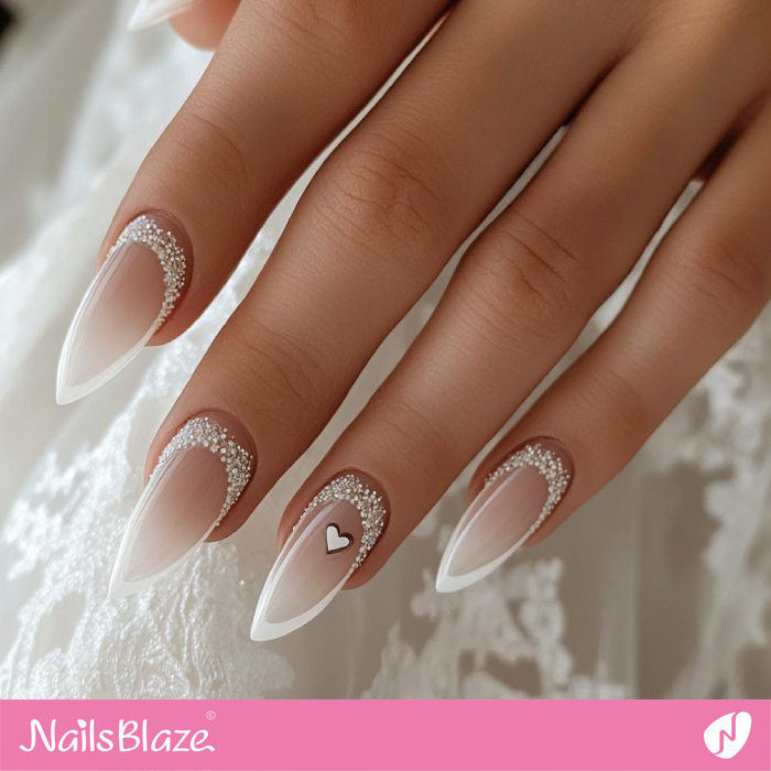 White Borderline Nail Art for Wedding | Outline Nails - NB5426