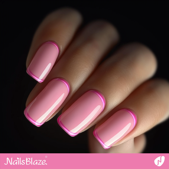 Pink Nails with Borderline Design | Outline Nails - NB5427