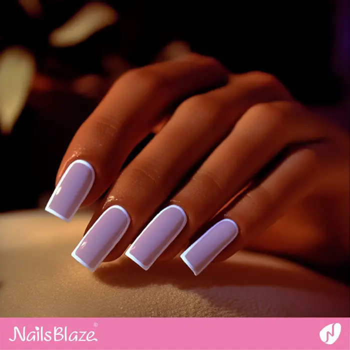 White Outline Milky Purple Nails | White Outline Nails - NB6551