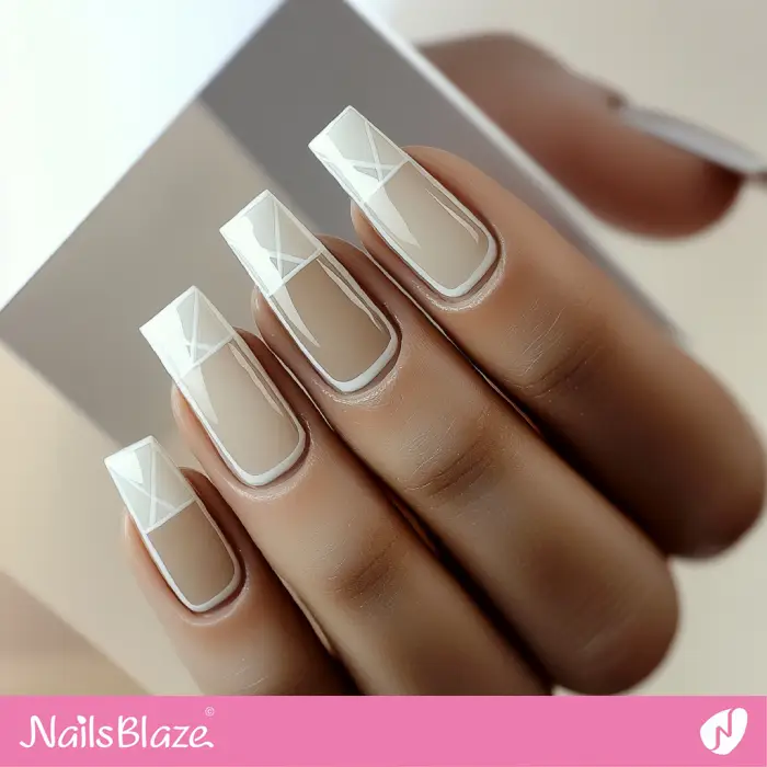 White Tips and Outline for Nails Design | White Outline Nails - NB6561