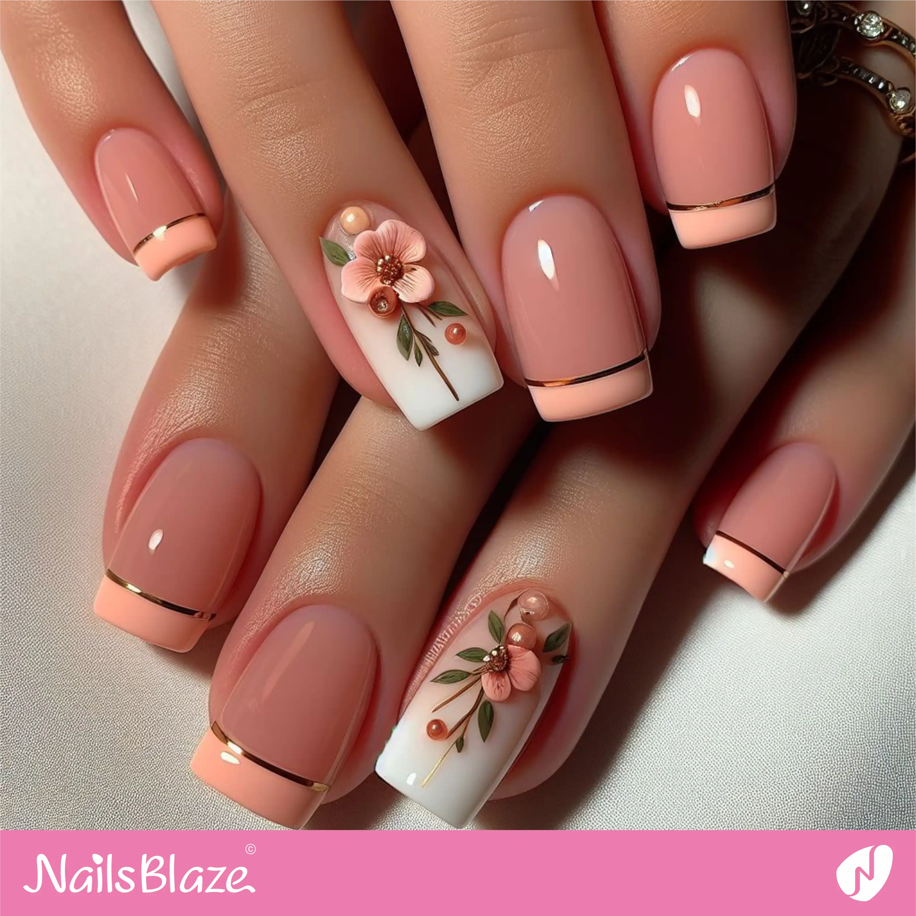 Modern French Peach Fuzz  Nails| Color of the Year 2024 - NB-D-140