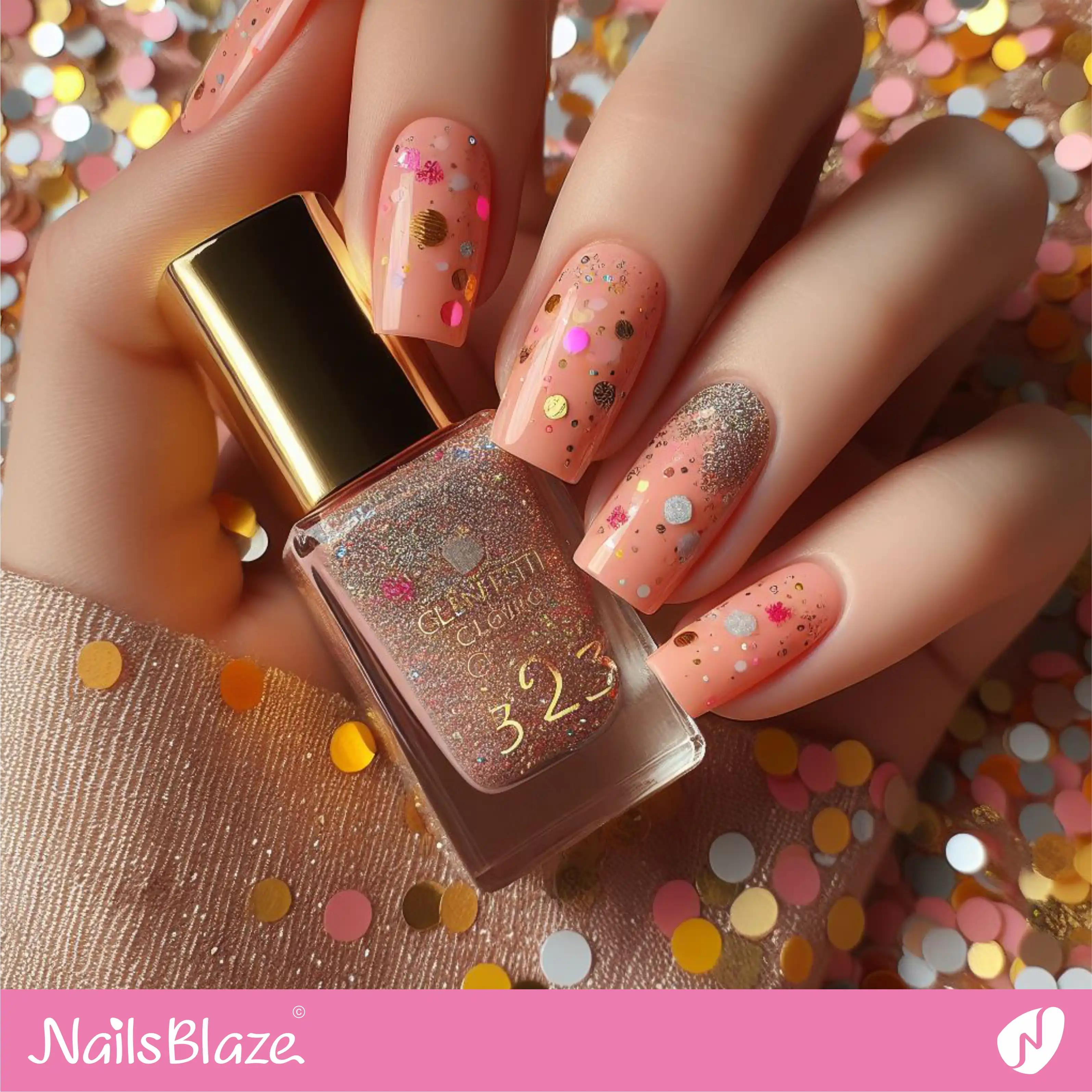 Peach Fuzz Confetti Nails| Color of the Year 2024 - NB-D-150