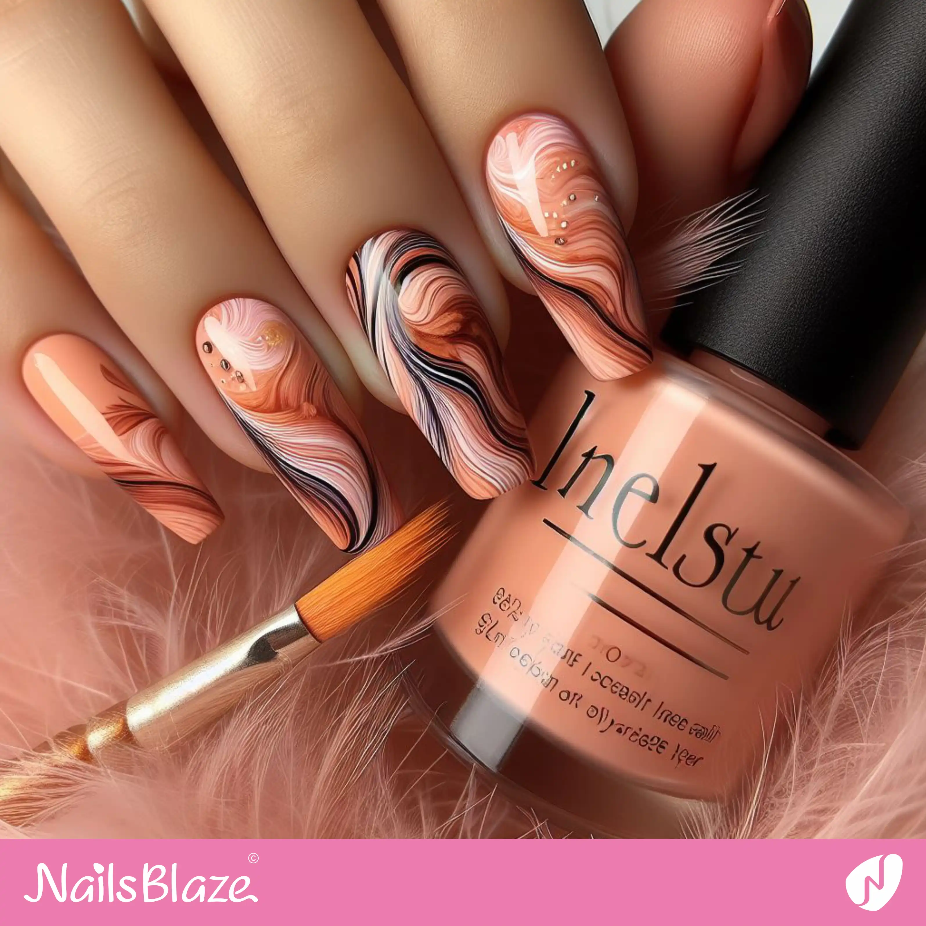 Peach Fuzz Color Nail Art| Color of the Year 2024 - NB-D-152