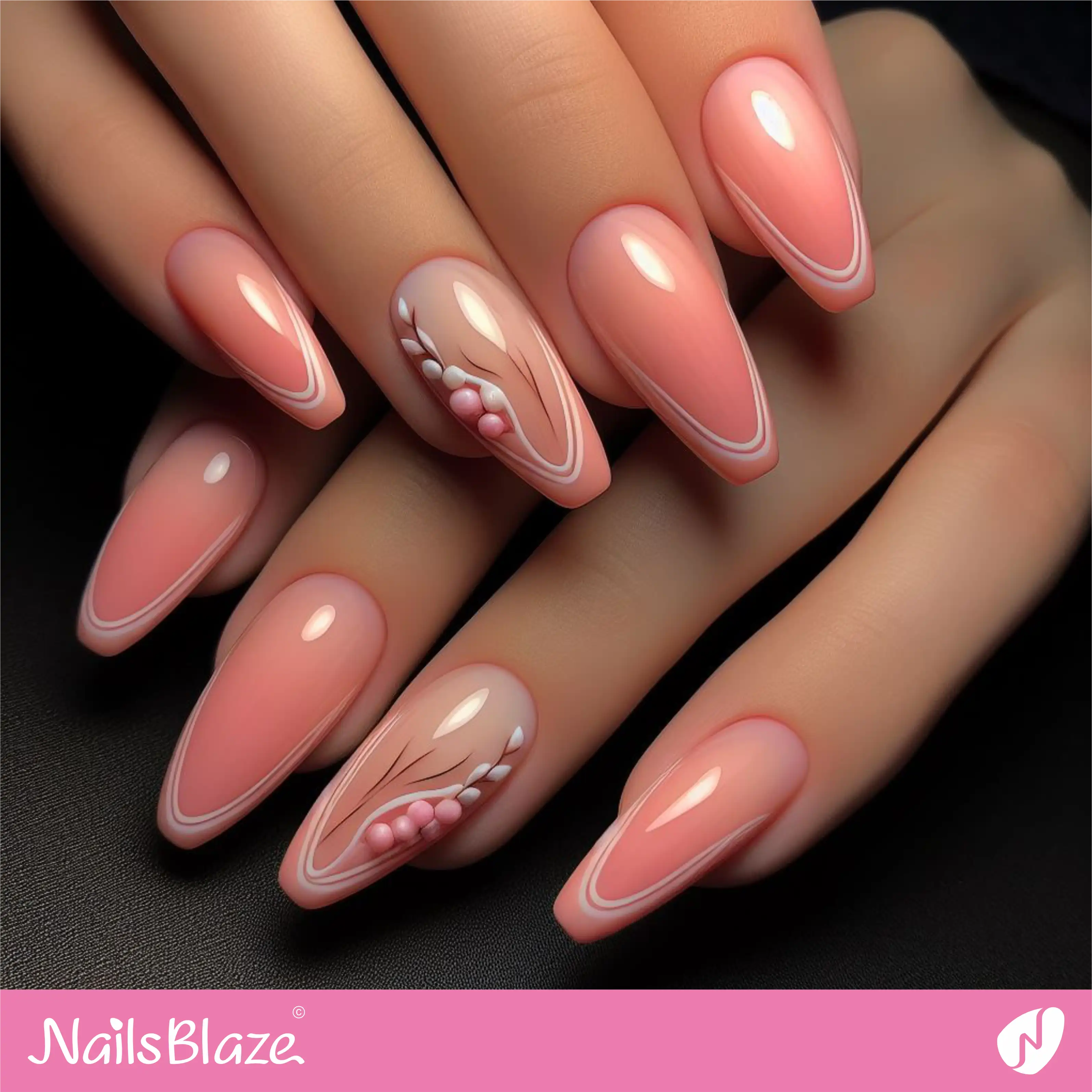 Peach Fuzz Micro French Nail Design| Color of the Year 2024 - NB-D-153