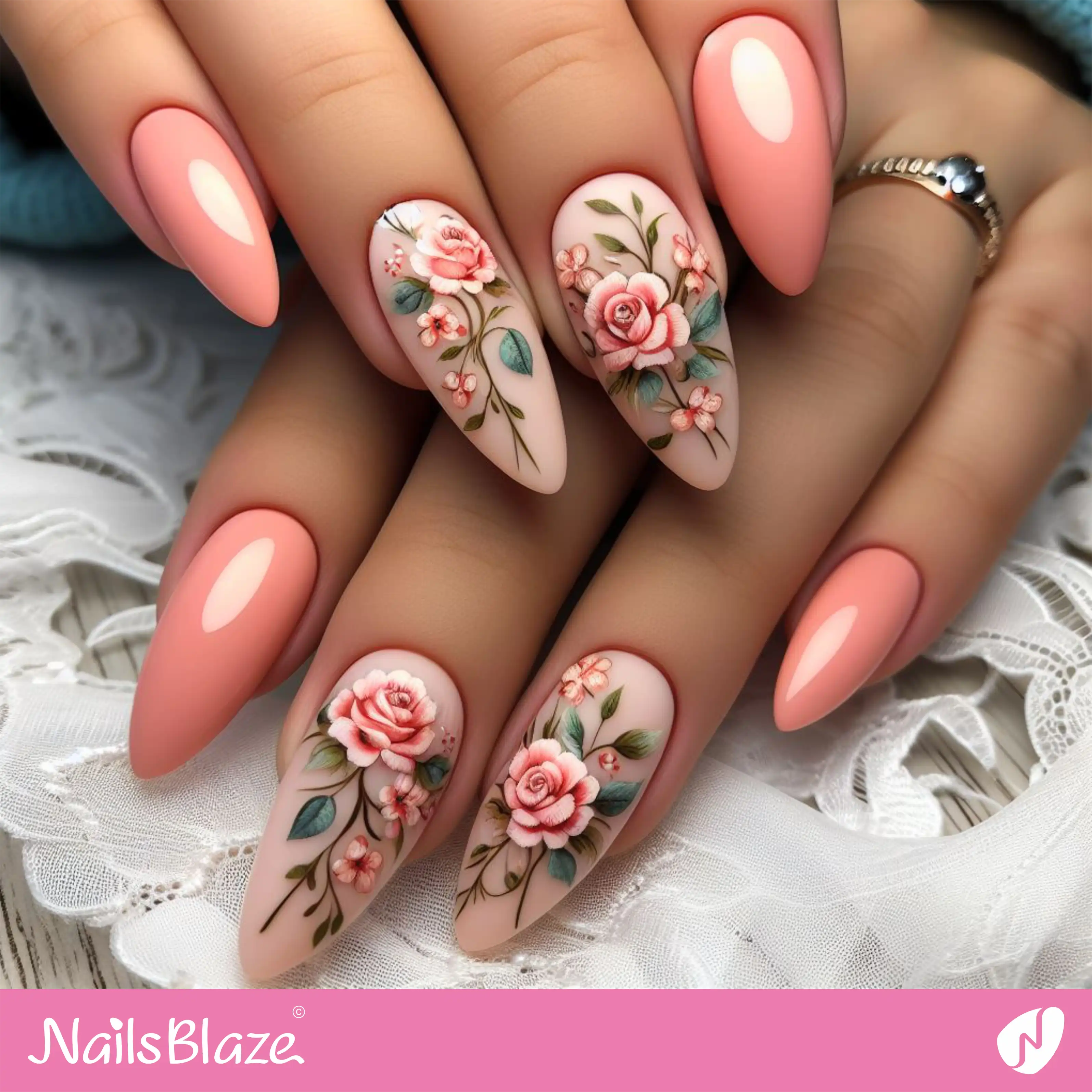 Peach Fuzz Nail Art Design | Color of the Year 2024 - NB-D-163