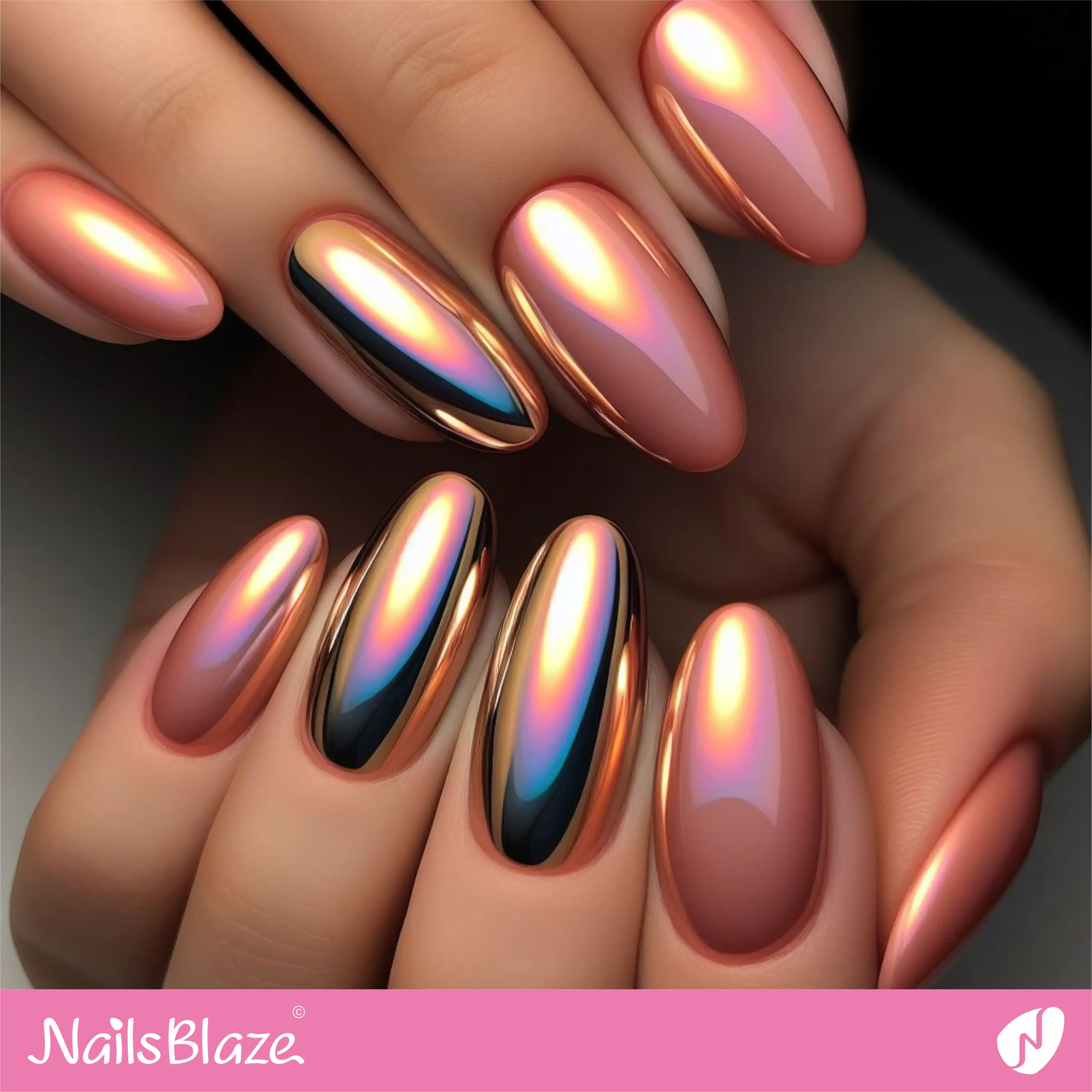 Peach Fuzz Chrome Nail Design| Color of the Year 2024 - NB-D-166